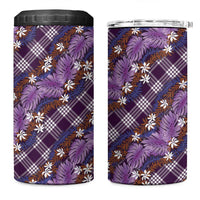 Polynesian Monstera Tiare Floral 4 in 1 Can Cooler Tumbler Lavender Tropical Plaid - Polynesian Pride