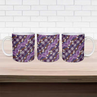 Polynesian Monstera Tiare Floral Ceramic Mug Lavender Tropical Plaid - Polynesian Pride