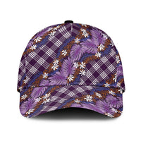 Polynesian Monstera Tiare Floral Classic Cap Lavender Tropical Plaid LT01 Universal Fit Purple - Polynesian Pride