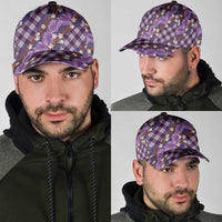Polynesian Monstera Tiare Floral Classic Cap Lavender Tropical Plaid - Polynesian Pride