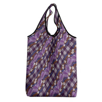 Polynesian Monstera Tiare Floral Grocery Bag Lavender Tropical Plaid - Polynesian Pride