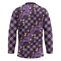Polynesian Monstera Tiare Floral Hockey Jersey Lavender Tropical Plaid - Polynesian Pride