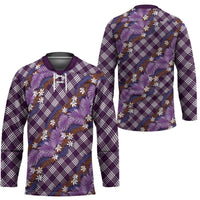 Polynesian Monstera Tiare Floral Hockey Jersey Lavender Tropical Plaid - Polynesian Pride