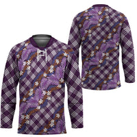 Polynesian Monstera Tiare Floral Hockey Jersey Lavender Tropical Plaid - Polynesian Pride