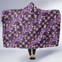 Polynesian Monstera Tiare Floral Hooded Blanket Lavender Tropical Plaid - Polynesian Pride