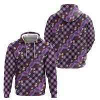Polynesian Monstera Tiare Floral Hoodie Lavender Tropical Plaid - Polynesian Pride