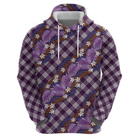 Polynesian Monstera Tiare Floral Hoodie Lavender Tropical Plaid - Polynesian Pride