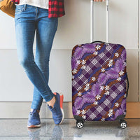 Polynesian Monstera Tiare Floral Luggage Cover Lavender Tropical Plaid - Polynesian Pride