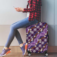 Polynesian Monstera Tiare Floral Luggage Cover Lavender Tropical Plaid - Polynesian Pride