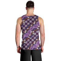 Polynesian Monstera Tiare Floral Men Tank Top Lavender Tropical Plaid - Polynesian Pride