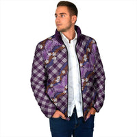 Polynesian Monstera Tiare Floral Padded Jacket Lavender Tropical Plaid - Polynesian Pride