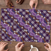 Polynesian Monstera Tiare Floral Puzzle Lavender Tropical Plaid - Polynesian Pride