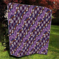 Polynesian Monstera Tiare Floral Quilt Lavender Tropical Plaid - Polynesian Pride