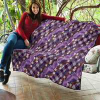 Polynesian Monstera Tiare Floral Quilt Lavender Tropical Plaid - Polynesian Pride