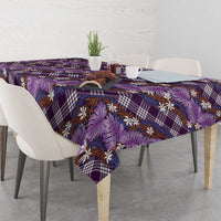Polynesian Monstera Tiare Floral Tablecloth Lavender Tropical Plaid - Polynesian Pride