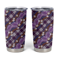 Polynesian Monstera Tiare Floral Tumbler Cup Lavender Tropical Plaid - Polynesian Pride