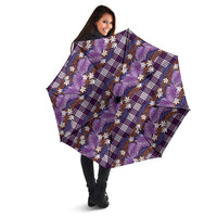 Polynesian Monstera Tiare Floral Umbrella Lavender Tropical Plaid - Polynesian Pride