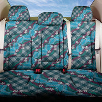 Polynesian Monstera Tiare Floral Back Car Seat Cover Dark Teal Tropical Plaid - Polynesian Pride