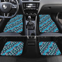 Polynesian Monstera Tiare Floral Car Mats Dark Teal Tropical Plaid - Polynesian Pride