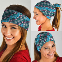 Polynesian Monstera Tiare Floral Neck Gaiter Dark Teal Tropical Plaid - Polynesian Pride