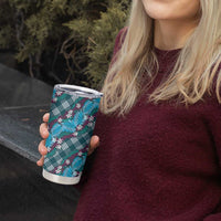 Polynesian Monstera Tiare Floral Tumbler Cup Dark Teal Tropical Plaid - Polynesian Pride