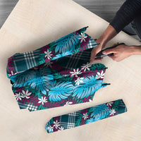 Polynesian Monstera Tiare Floral Umbrella Dark Teal Tropical Plaid - Polynesian Pride