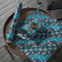 Polynesian Monstera Tiare Floral Wrapping Paper Dark Teal Tropical Plaid - Polynesian Pride