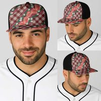 Polynesian Monstera Tiare Floral Baseball Net Cap Burgundy Tropical Plaid - Polynesian Pride