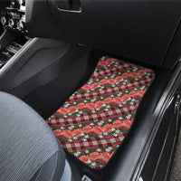 Polynesian Monstera Tiare Floral Car Mats Burgundy Tropical Plaid - Polynesian Pride