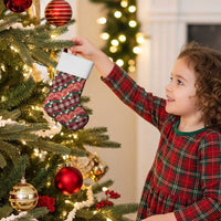 Polynesian Monstera Tiare Floral Christmas Stocking Burgundy Tropical Plaid - Polynesian Pride