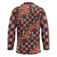 Polynesian Monstera Tiare Floral Hockey Jersey Burgundy Tropical Plaid LT01 - Polynesian Pride