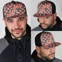 Polynesian Monstera Tiare Floral Mesh Trucker Cap Burgundy Tropical Plaid - Polynesian Pride