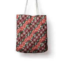Polynesian Monstera Tiare Floral Tote Bag Burgundy Tropical Plaid - Polynesian Pride