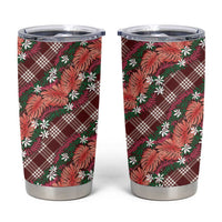 Polynesian Monstera Tiare Floral Tumbler Cup Burgundy Tropical Plaid - Polynesian Pride