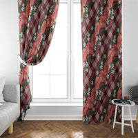 Polynesian Monstera Tiare Floral Window Curtain Burgundy Tropical Plaid - Polynesian Pride