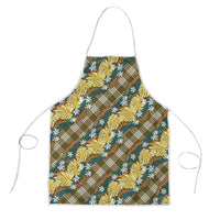 Polynesian Monstera Tiare Floral Apron Yellow Tropical Plaid - Polynesian Pride