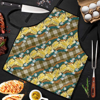 Polynesian Monstera Tiare Floral Apron Yellow Tropical Plaid - Polynesian Pride