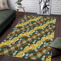 Polynesian Monstera Tiare Floral Area Rug Yellow Tropical Plaid - Polynesian Pride