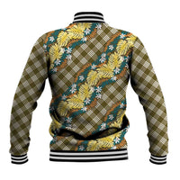 Polynesian Monstera Tiare Floral Baseball Jacket Yellow Tropical Plaid - Polynesian Pride
