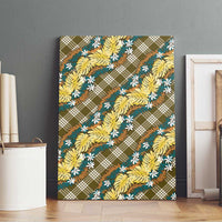 Polynesian Monstera Tiare Floral Canvas Wall Art Yellow Tropical Plaid - Polynesian Pride