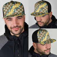 Polynesian Monstera Tiare Floral Mesh Trucker Cap Yellow Tropical Plaid - Polynesian Pride