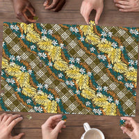Polynesian Monstera Tiare Floral Puzzle Yellow Tropical Plaid - Polynesian Pride