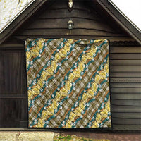 Polynesian Monstera Tiare Floral Quilt Yellow Tropical Plaid - Polynesian Pride