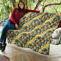 Polynesian Monstera Tiare Floral Quilt Yellow Tropical Plaid - Polynesian Pride