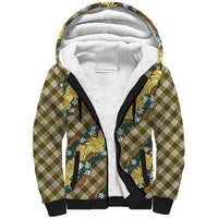Polynesian Monstera Tiare Floral Sherpa Hoodie Yellow Tropical Plaid - Polynesian Pride