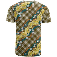 Polynesian Monstera Tiare Floral T Shirt Yellow Tropical Plaid - Polynesian Pride