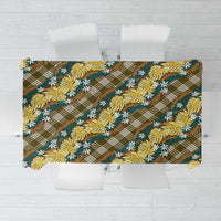 Polynesian Monstera Tiare Floral Tablecloth Yellow Tropical Plaid - Polynesian Pride