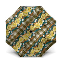 Polynesian Monstera Tiare Floral Umbrella Yellow Tropical Plaid - Polynesian Pride