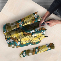 Polynesian Monstera Tiare Floral Umbrella Yellow Tropical Plaid - Polynesian Pride