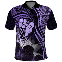 Polynesian Women Day 2024 Polo Shirt Hibiscus Girl Tribal LT01 Purple - Polynesian Pride